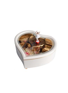General Saim Musical Jewellery Box, Heart-Shaped Music Box with Dancing Ballerina White Jewel Storage Case For Girls Women  - Image 1