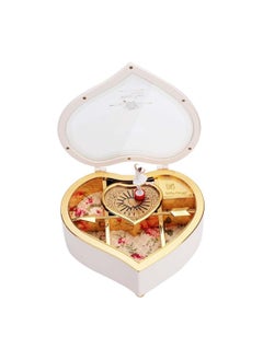 General Saim Musical Jewellery Box, Heart-Shaped Music Box with Dancing Ballerina White Jewel Storage Case For Girls Women  - Image 2