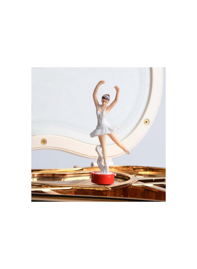 general Saim Musical Jewellery Box, Heart-Shaped Music Box with Dancing Ballerina White Jewel Storage Case For Girls Women - Image 3