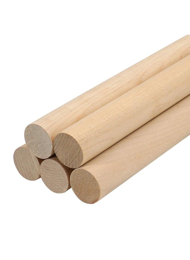 Lugailly Wood Dowel Rods Wooden Dowels for Crafts 1 x 15 Inch, 5 PCS Wooden Sticks for Crafts, Macrame Wood Rods, Unfinished Birch Hardwood Round Sticks for Crafting and DIYers, Wands, Flags - Image 1