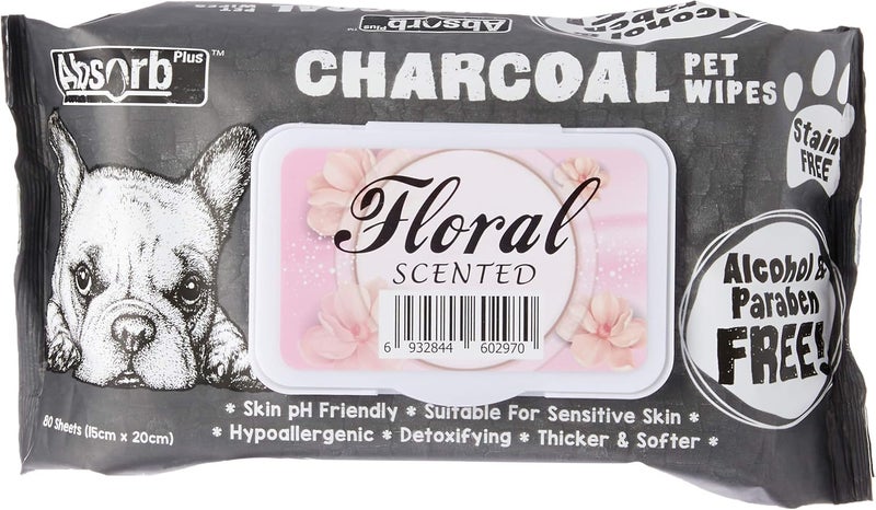 Absorb Plus Charcoal Pet Wipes Floral 80 Sheets - Image 2
