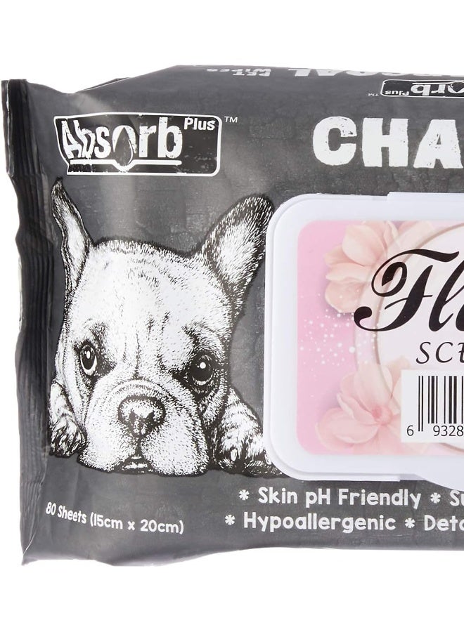 Absorb Plus Charcoal Pet Wipes Floral 80 Sheets - Image 3