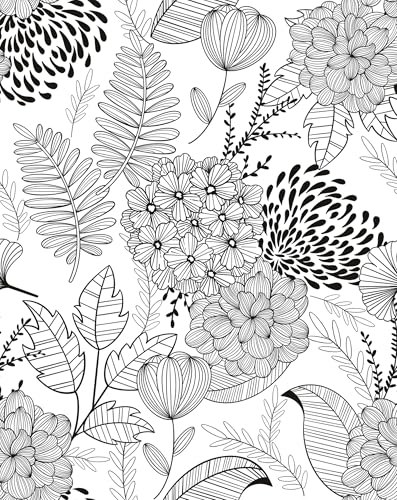 MelunMer Black and White Peel and Stick Wallpaper for Bathroom Boho Vintage Floral Leaf Contact Paper for Cabinets and Drawers Laundry Room Wallpaper Stick and PeelRemovableWaterproof 197inL173inW - Image 1
