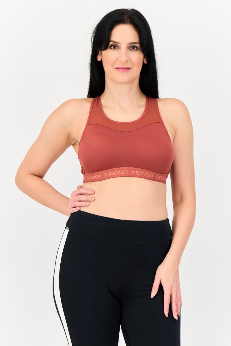 TRIUMPH Women Solid Padded Sports Bra, Rust - Image 1