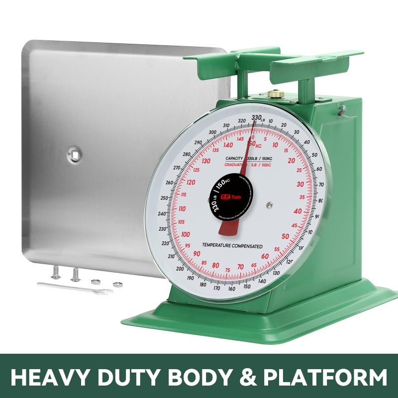ta da Tada 150kg/330lbs Heavy Duty Industrial Scale Mechanical Kitchen and Food Scale with Stainless Steel Platform - Image 2