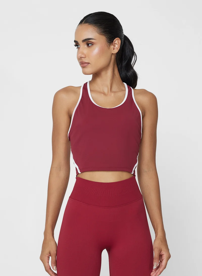 فورورد Racer Back Tank Top with Contrast Trim