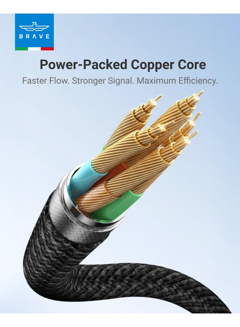 Brave 3-in-1 Fast Charging Cable for Apple and Android Devices - 100W USB-C to USB-C Power, 20W Type-C to Lightning Charging, and 2.5W Wireless Charging for Apple Watch (USB-C to Apple Watch), 1.2m Length with Nylon Braided Cable, 480Mbps Data Transfer Speed ​​- Compatible with iPhone Air, iPhone 17/17 Pro/17 Pro Max, 16, 15, 14, 13, 12, Apple Watch Series 11/10/9/8/7/6/SE, MacBook Air/Pro, iPad Pro/Air, and Samsung Galaxy S25/S24/S23/S22 Ultra - Image 5