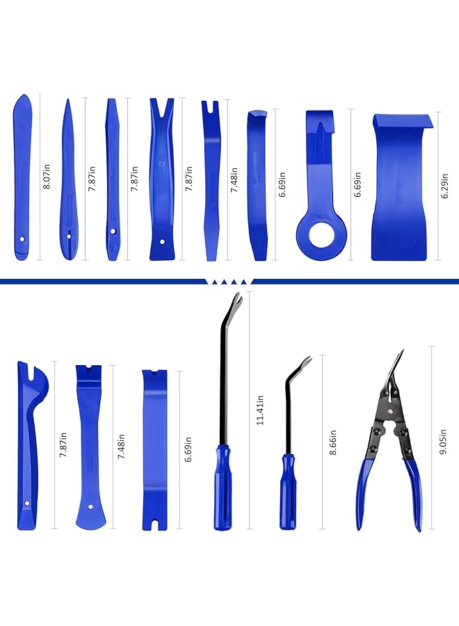 KASTWAVE Car Audio Removal Kit, Auto Clamp Fastener Terminal Removal Kit Plastic Pry Tool Kit For Car Panels/Dashboards/Doors/Audio/Radio/Stereo, 19 Pieces Comes With Storage Bag (Blue) - Image 2