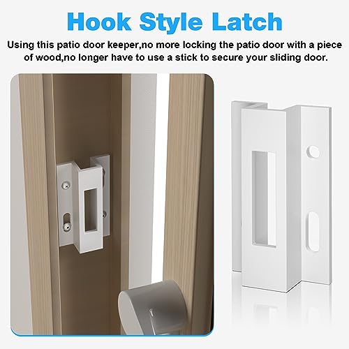 Kscjdg Patio Sliding Door Keeper／Hook Style Latch／E 2124 Latch Lock Replacement Pella,Micron 1200 Series,Viking Doors and Other Sliding Glass Doors,Extruded Aluminum (White) (2 Pack) - Image 3