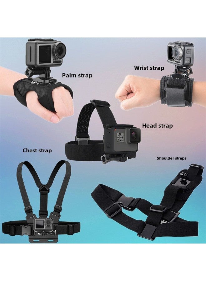 Generic DJI Sports Camera Accessories GP Wrist Strap Arm Strap Palm Strap Shoulder Strap School Bag Chuck With Chest Strap Holder-Color:Chest Strap Headband Nine-piece Set  - Image 2