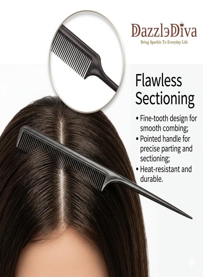 DazzleDiva 4 Pcs Topsy Tail Hair Tool Set - Professional Braiding Kit with French Braid Tool, Tail Comb & Hair Loop Tools - Easy DIY Ponytail Maker for Elegant Updos & Twists - Salon Quality Styling Accessories - Black 4 Pcs - Image 3