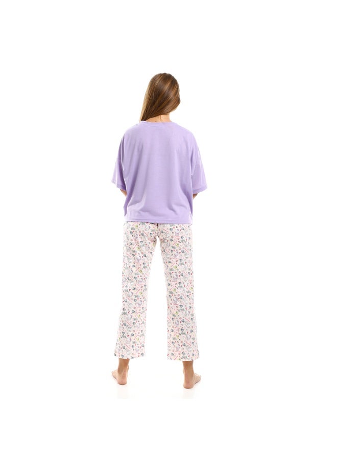 kady Printed Zebra Short Sleeves Pajama Set - Multicolour - Image 3