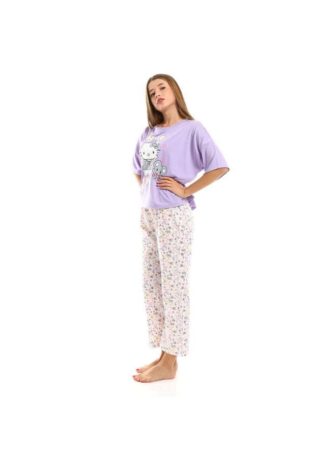 kady Printed Zebra Short Sleeves Pajama Set - Multicolour - Image 2