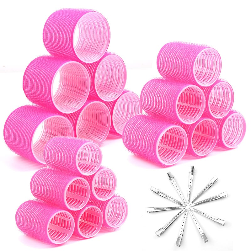 Cludoo Jumbo Hair Curlers Rollers with Clips, 28 Pcs Self Grip Rollers Set for Volume and Curls - 6.3cm, 4.3cm, 3.7cm for Long, Medium, Short, Thick Hair, Bangs, and Salon Hair Styling - Image 1