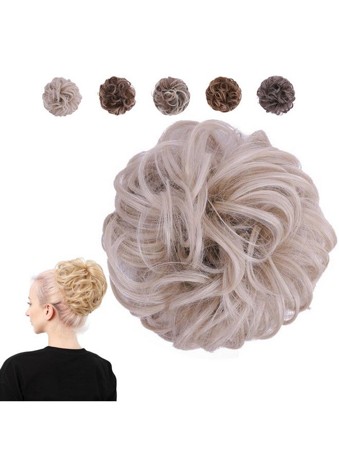 Juvabun Messy Bun 2.0 Hair Piece - Platinum Blonde |Hair Pieces for Women & Men| Messy Bun Hair Piece Synthetic Hair | Everyday Wear |Washable & Realistic| Synthetic Hair Bun Scrunchie-Platinum Blonde - Image 1