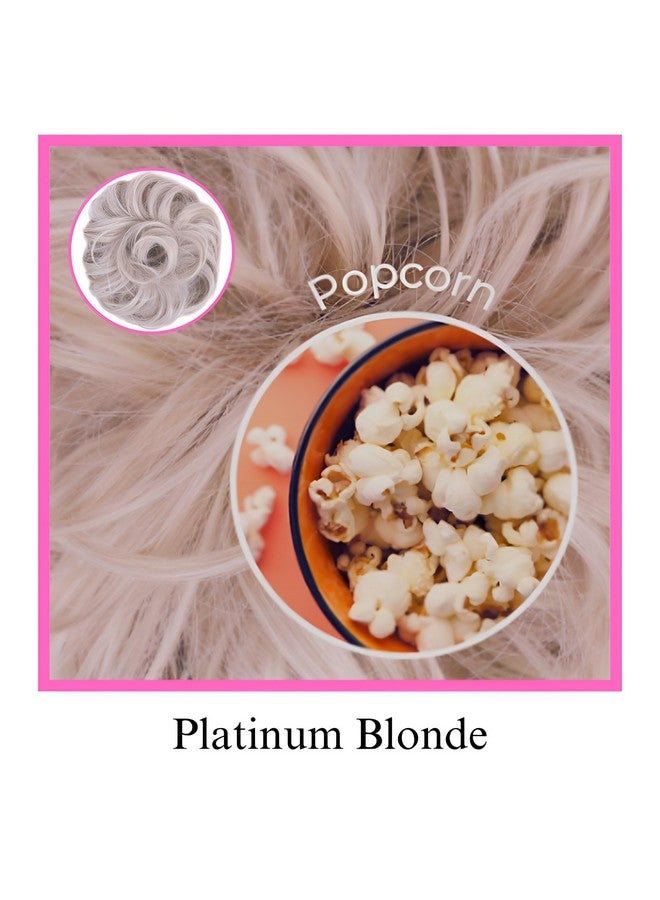 Juvabun Messy Bun 2.0 Hair Piece - Platinum Blonde |Hair Pieces for Women & Men| Messy Bun Hair Piece Synthetic Hair | Everyday Wear |Washable & Realistic| Synthetic Hair Bun Scrunchie-Platinum Blonde - Image 3