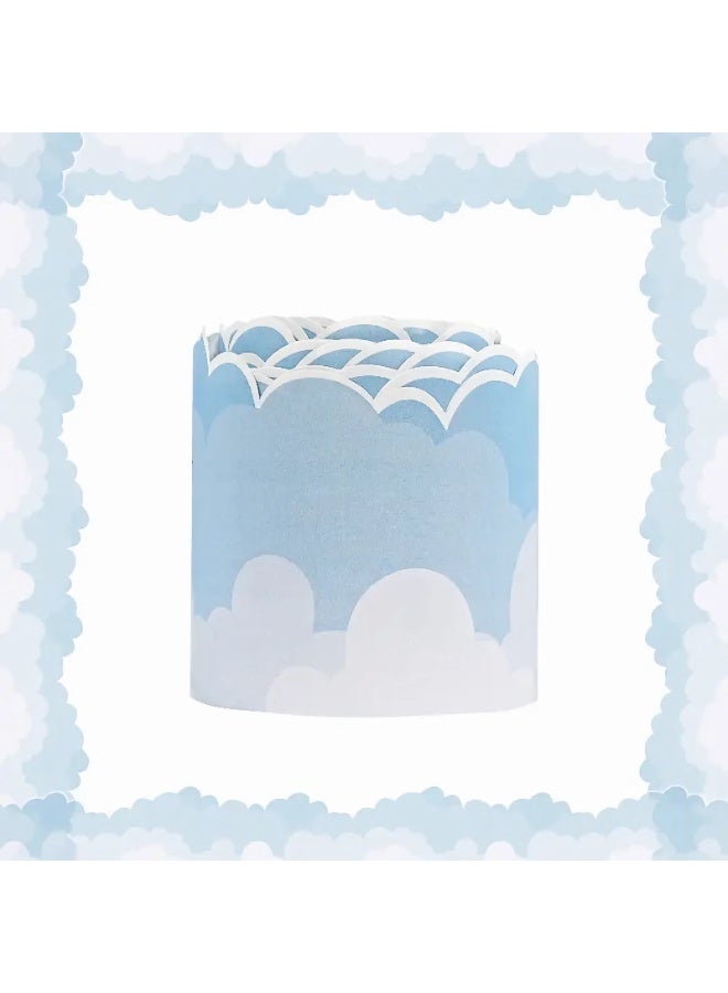 1 Roll 10m Cloud Border Bulletin Board Sticker – Light Blue Sky Self-Adhesive Wall Trim for Classroom, Kids Room, School Chalkboard, Office or Window Decor – Easy Peel, Cute Cloud Lace Pattern - Image 2