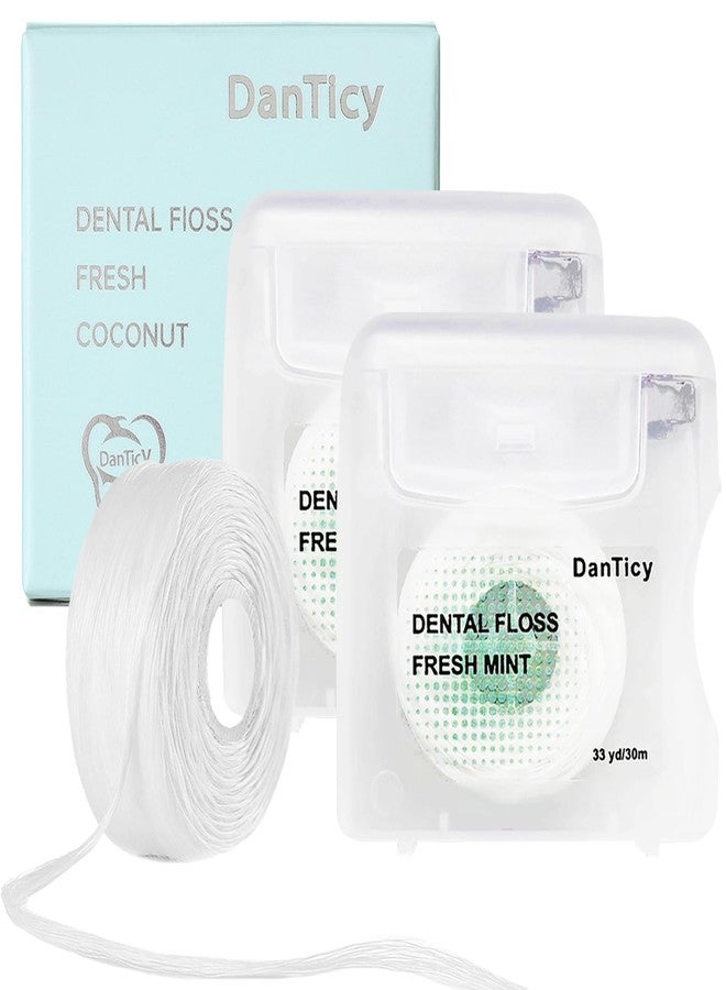 DanTicy Expanding Shred-Resistant Dental Floss for Implants, Braces & Wide Spaces, Coconut Oil, Waxed, Mint(2 - Image 1