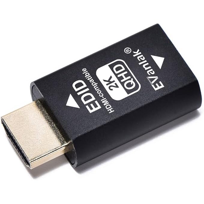 EVanlak HDMI EDID EMULATOR PASSTHROUGH 3RD GENERRTION PREMIUM ALUMINUM ELIMINATED EMULATOR ADAPTER WORK WITH MAC THUNDERBOLT TO HDMI SWITCHES/EXTENDER/AV RECEIVER/VIDEO SPLITTERS 2K 2560X1440 60HZ@60H - Image 1