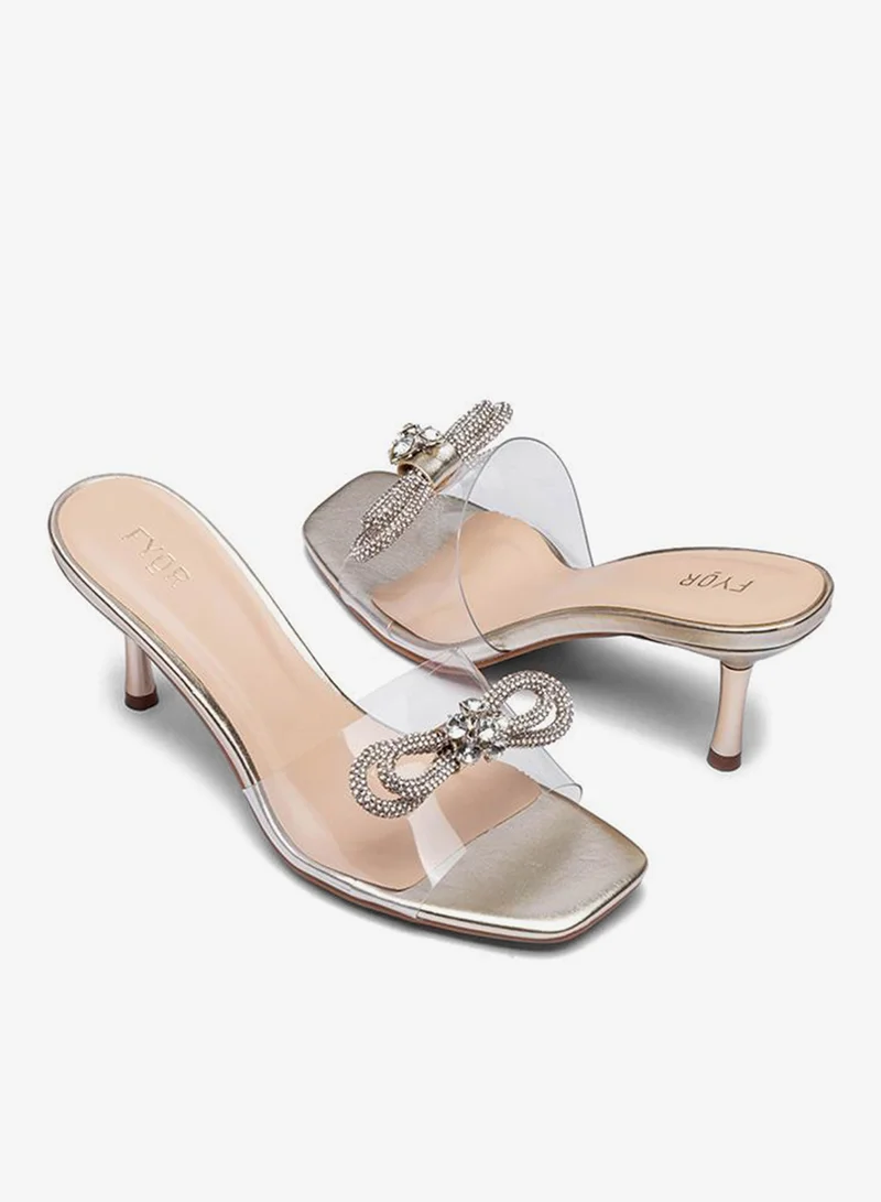 Fyor  Crystal Bow Mid-Heel Slide HL 95 for Women | Best Price UAE