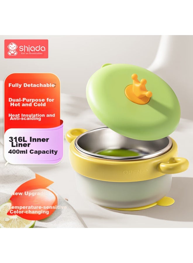 Xinnan Generation Xin'an Dai Children's Tableware, Baby Food Bowl, Infant Water-filled Insulated Bowl, Detachable 316l Multifunctional Grinding Bowl, Cloud Green - Image 1