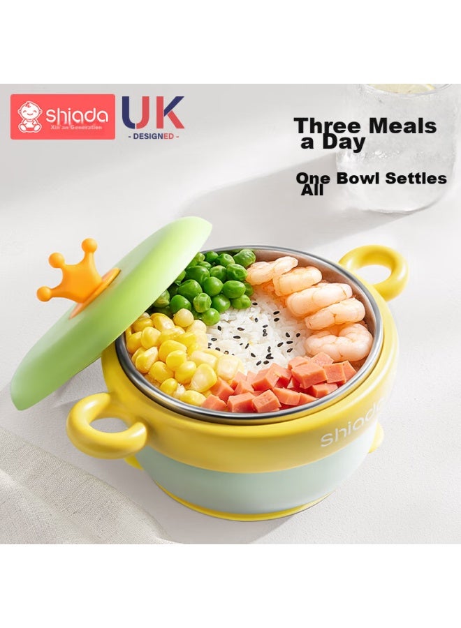 Xinnan Generation Xin'an Dai Children's Tableware, Baby Food Bowl, Infant Water-filled Insulated Bowl, Detachable 316l Multifunctional Grinding Bowl, Cloud Green - Image 5