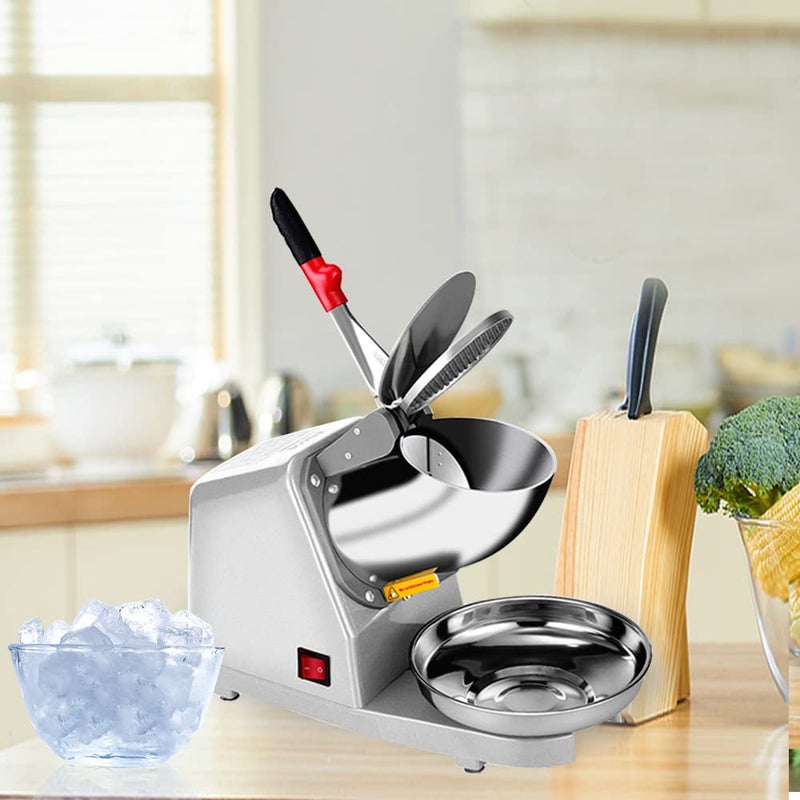HEBEZON Snow Cone Machine 380w Shaved Ice Machine 3 Blades Ice Shaver 280lbshr Electric Ice Crusher Prevent Splash Snow Cone Maker for Home and Commercial with Ice Pick - Image 4