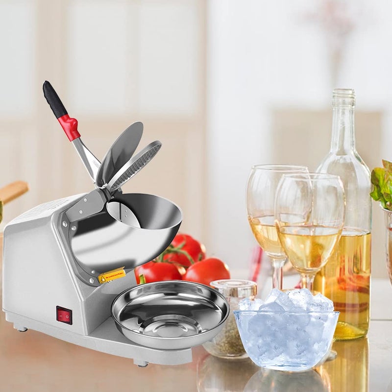 HEBEZON Snow Cone Machine 380w Shaved Ice Machine 3 Blades Ice Shaver 280lbshr Electric Ice Crusher Prevent Splash Snow Cone Maker for Home and Commercial with Ice Pick - Image 1