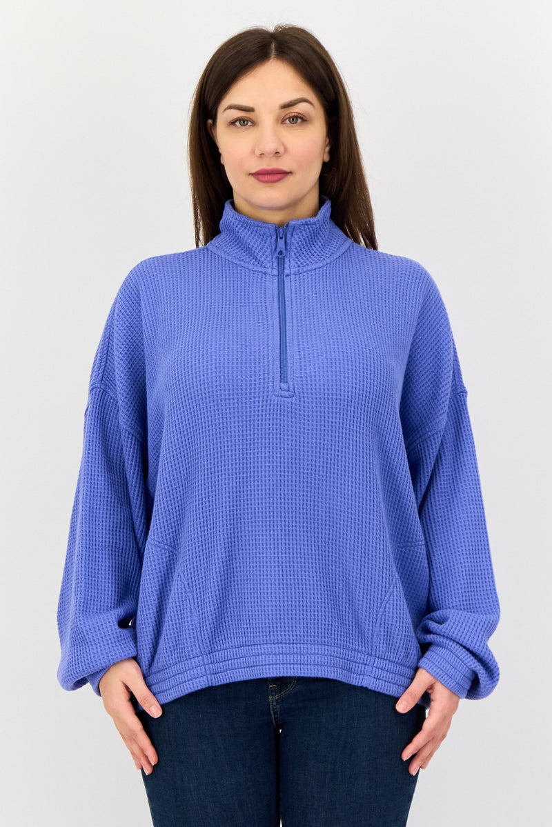 Aerie سويت شيرت نسائي ذو ياقة عالية محبوك، لافندر - Image 1