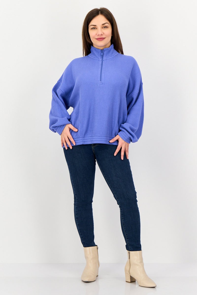 Aerie سويت شيرت نسائي ذو ياقة عالية محبوك، لافندر - Image 4