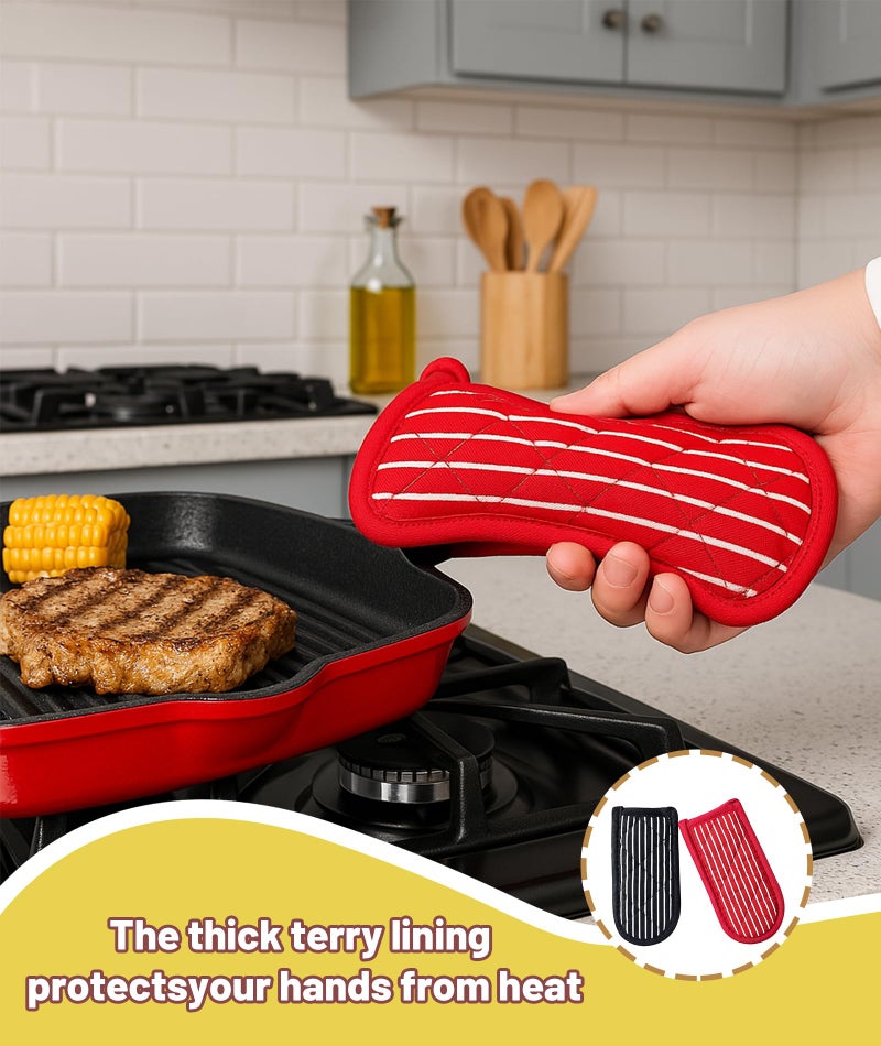 INIMAGINE 2 Handle for Cast Iron Tawa, Pot Handle Oven Gloves Heat Proof, Pot Handle Cover Ideal for Use in The Kitchen with A Very Hot Pan (Striped) - Image 5