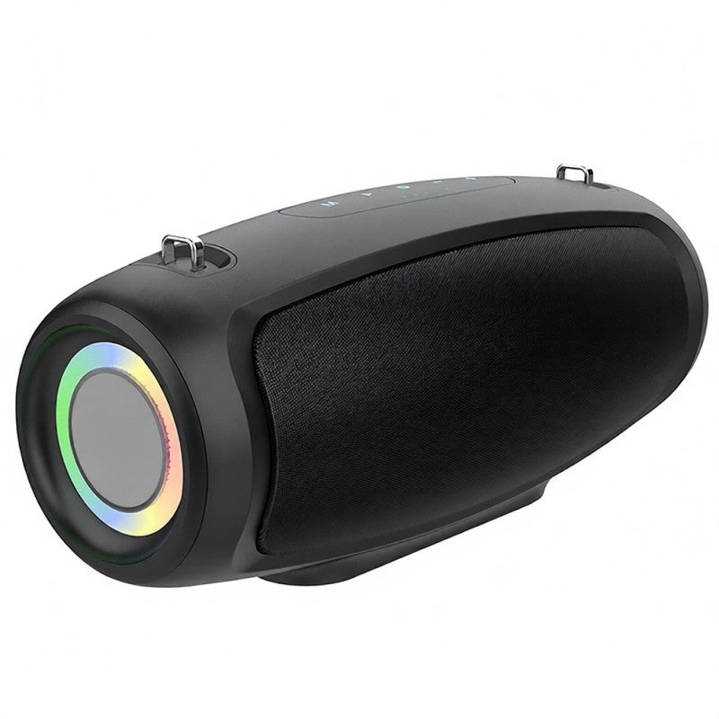 BT Speaker with Lights: Black Dual Speaker Bass Design - BT 5.1 Stable Connection 12000mAh Battery for Home Bedroom Outdoor Use - Image 1
