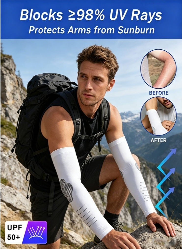 4 Pairs Cooling Arm Sleeves for Men Women, UPF 50+ UV Sun Protection Arm Compression Sleeve, Tattoo Cover Up Arm Cover for Golf Baseball Football Running Cycling Driving - Image 3