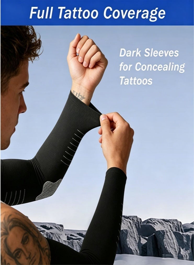 4 Pairs Cooling Arm Sleeves for Men Women, UPF 50+ UV Sun Protection Arm Compression Sleeve, Tattoo Cover Up Arm Cover for Golf Baseball Football Running Cycling Driving - Image 5