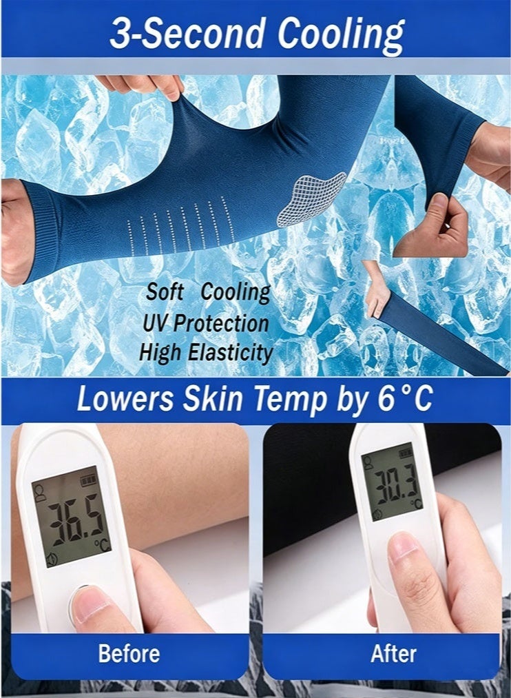 4 Pairs Cooling Arm Sleeves for Men Women, UPF 50+ UV Sun Protection Arm Compression Sleeve, Tattoo Cover Up Arm Cover for Golf Baseball Football Running Cycling Driving - Image 4
