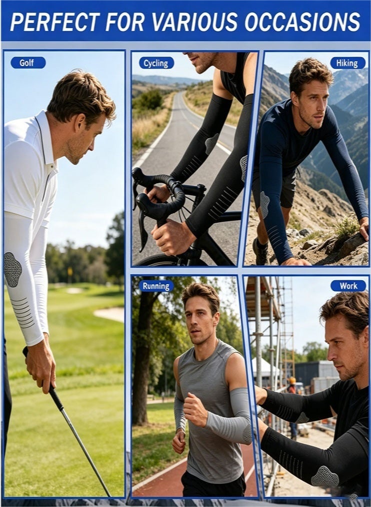 4 Pairs Cooling Arm Sleeves for Men Women, UPF 50+ UV Sun Protection Arm Compression Sleeve, Tattoo Cover Up Arm Cover for Golf Baseball Football Running Cycling Driving - Image 2