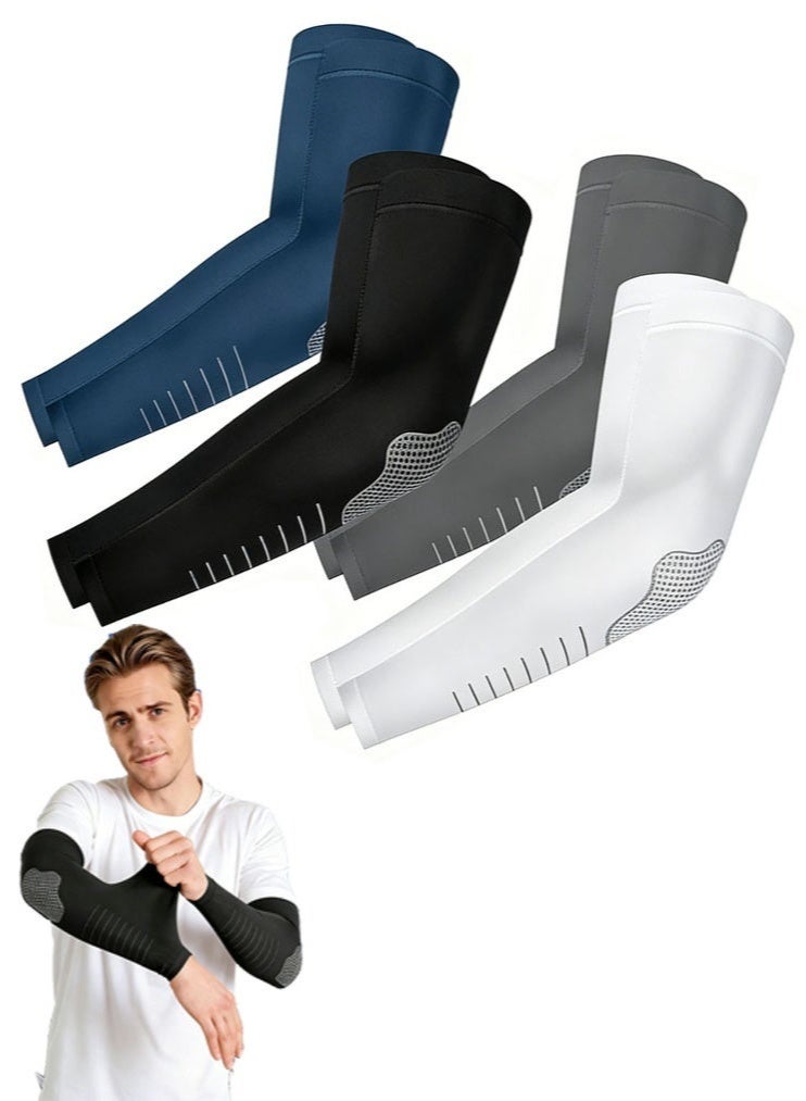 4 Pairs Cooling Arm Sleeves for Men Women, UPF 50+ UV Sun Protection Arm Compression Sleeve, Tattoo Cover Up Arm Cover for Golf Baseball Football Running Cycling Driving - Image 1