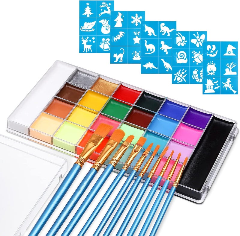 Lictin Face Body Painting Kit 26 Colors Rainbow Body Paint for Adults Safe NonToxic Water Based Split Cake Face Paint Palette Party Makeup Set for Halloween Christmas Cosplay