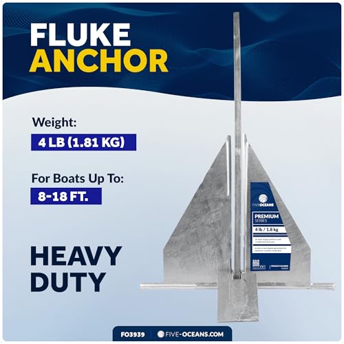 Five Oceans Boat Anchor - Fluke Anchor, 4 Lb, Galvanized Steel Boat Anchors, for Kayak, Dinghies, Personal Watercraft, Paddleboards, Canoes, Inflatables, Small Boats - FO3939 - Image 2