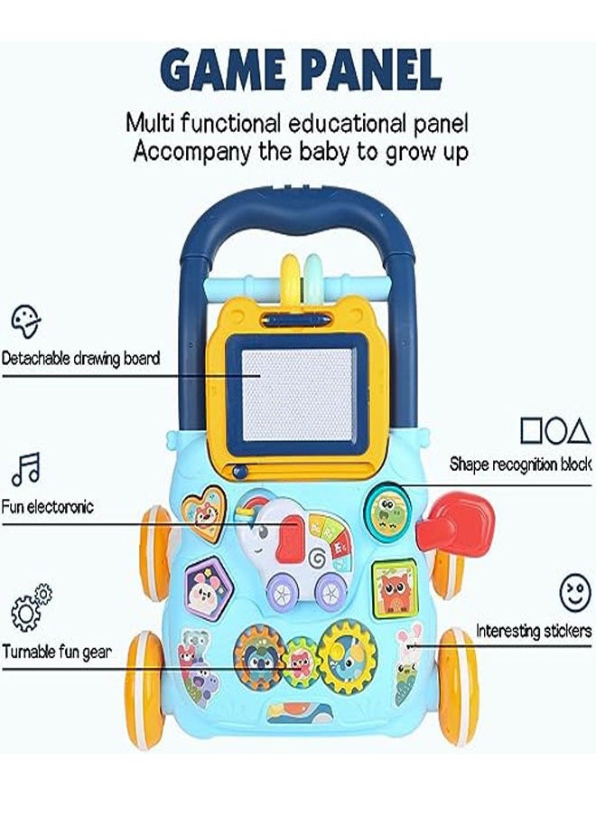 ZCM-HAPPY Multifunctional baby walker, learning to walk and stand stroller with drawing board, music, toys and anti-rollover  - Image 3