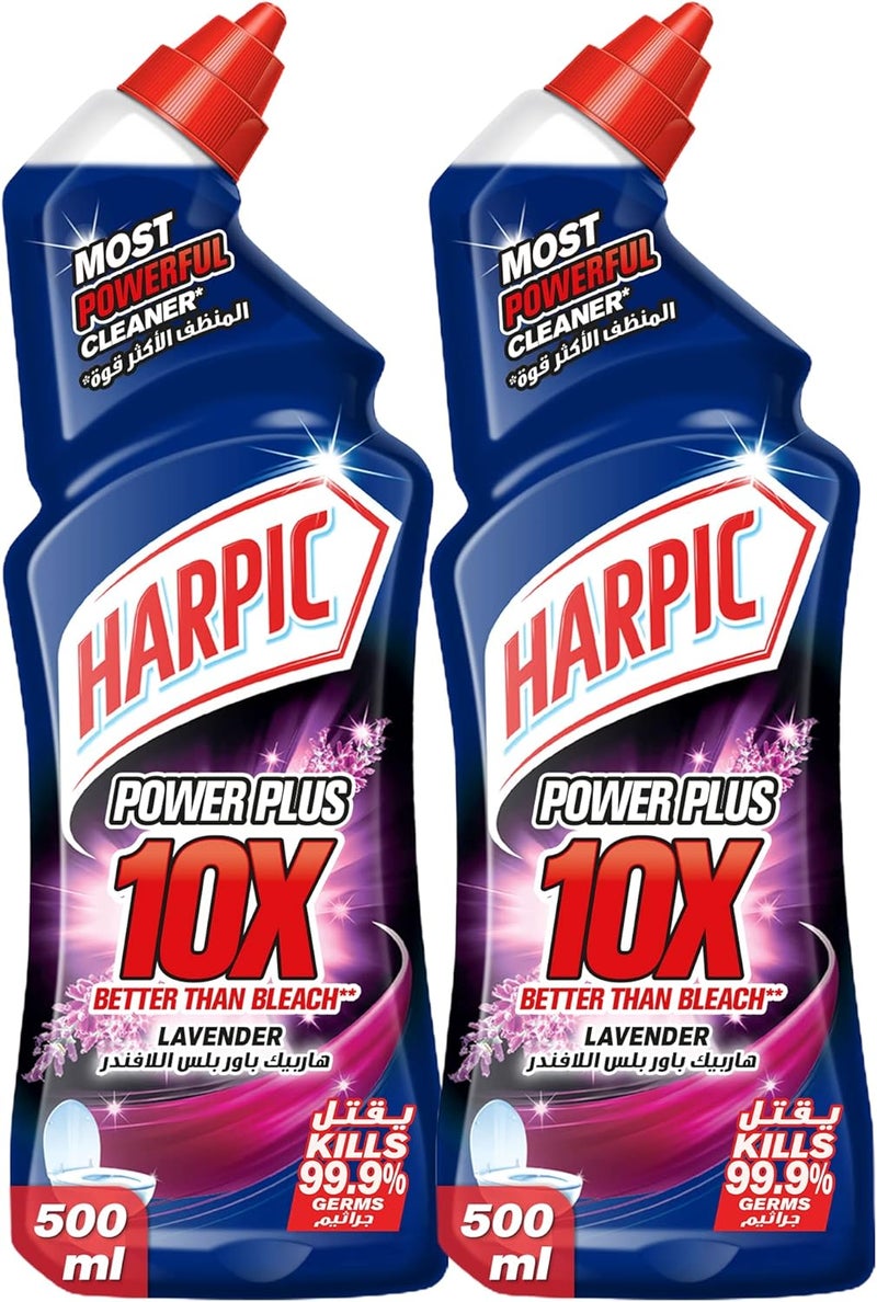 Harpic Power Plus Toilet Cleaner, Lavender Scent, 500ml x 2 - Image 1