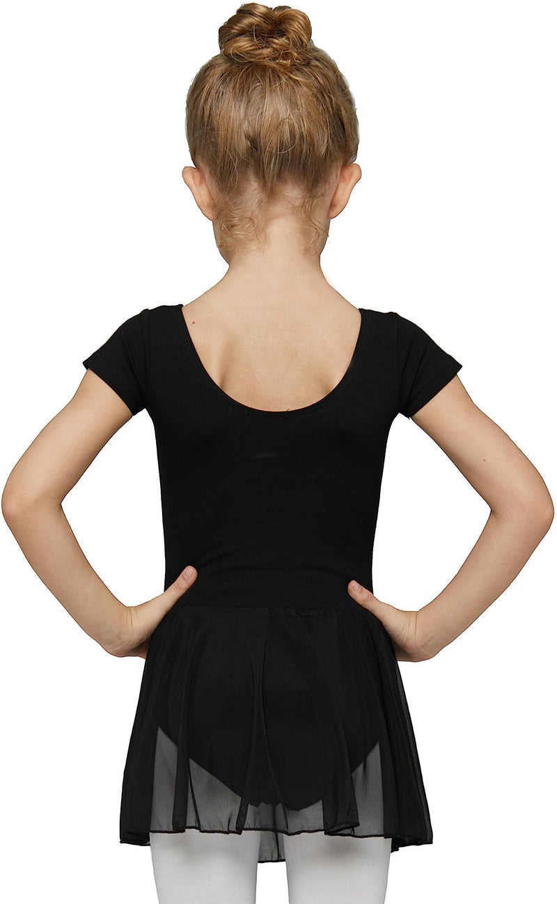 MdnMd Black Dance Ballet Leotard for Toddler Girls Classic Short Sleeve Tutu Skirt (Age 2-4 / 2t,3t) - Image 2