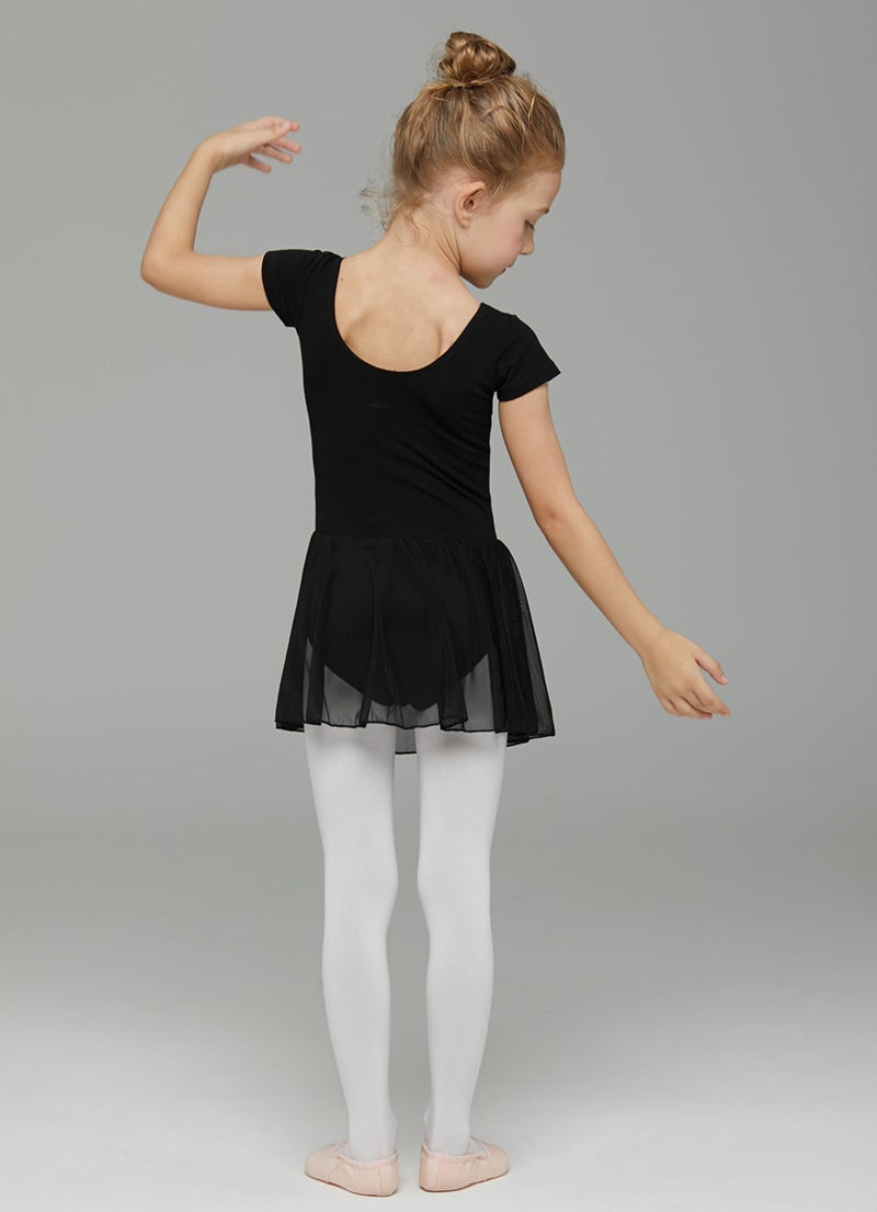MdnMd Black Dance Ballet Leotard for Toddler Girls Classic Short Sleeve Tutu Skirt (Age 2-4 / 2t,3t) - Image 4