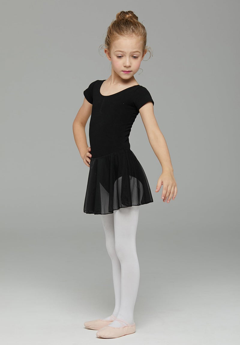 MdnMd Black Dance Ballet Leotard for Toddler Girls Classic Short Sleeve Tutu Skirt (Age 2-4 / 2t,3t) - Image 5