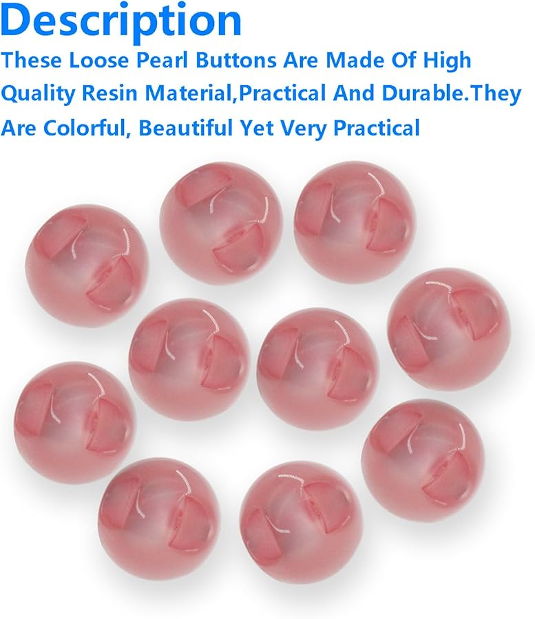 أزرار لؤلؤية من الراتنج الوردي 10 قطعة 10 مم أزرار خياطة مستديرة لفستان الزفاف التنورة والسترة - Image 5