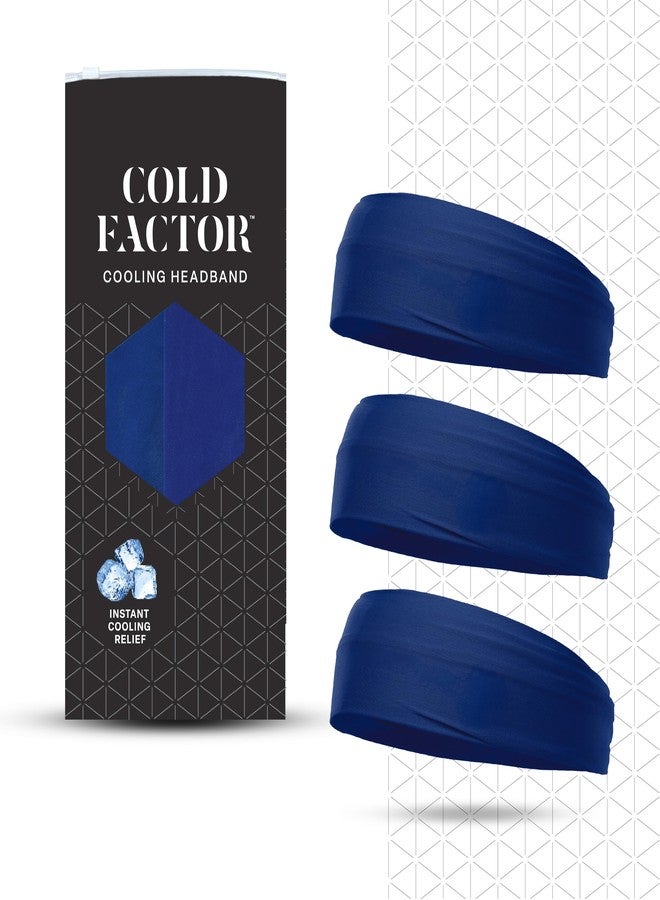 COLD FACTOR Instant Cooling Headband 3 Pack | Advanced Evaporative Comfort for Sports & Outdoor | UPF 50+ Protection | Long-Lasting Coolness | Ideal for Fitness, Hiking, Yoga, & Running (Navy Blue) - Image 1