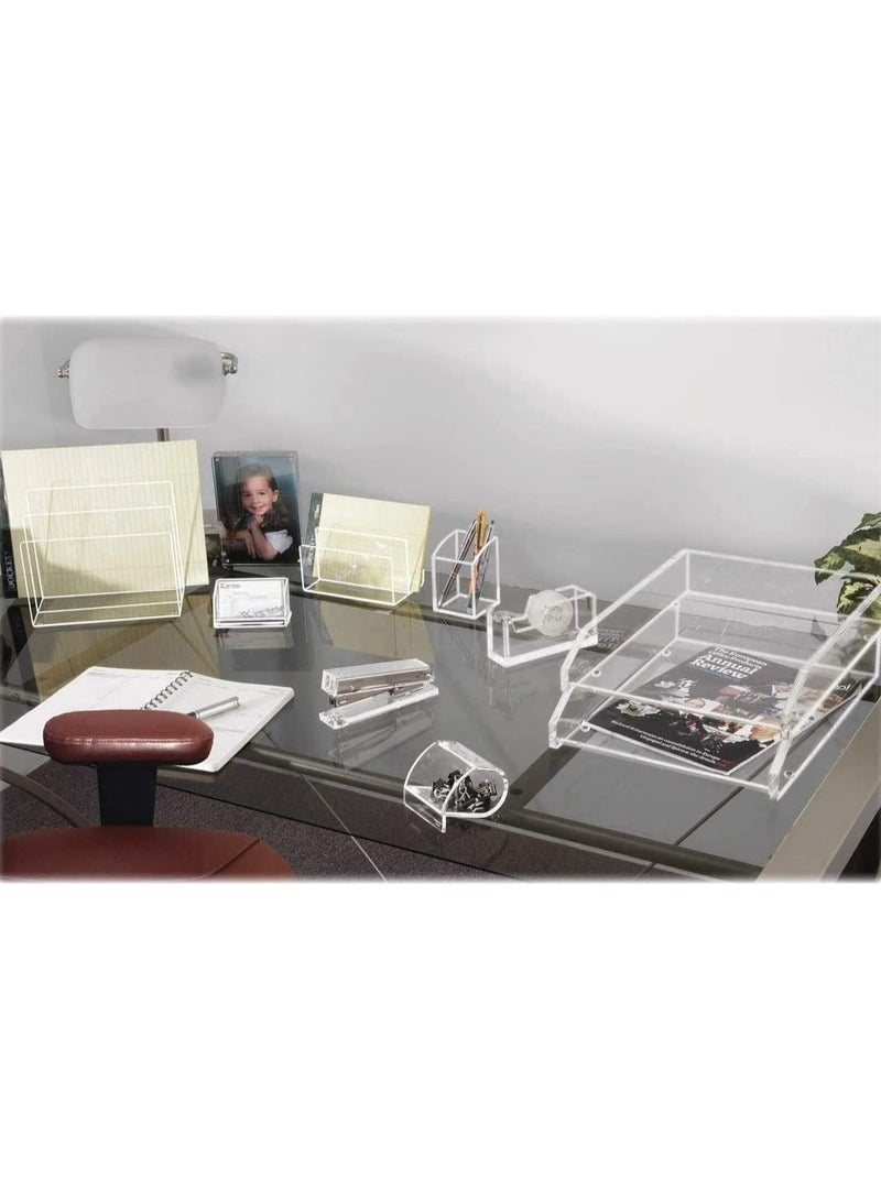 Eworld 2 Tier Clear Acrylic Magazine File Holder Document Storage Organising Stand and Desk Organiser for Books and Papers - Image 4