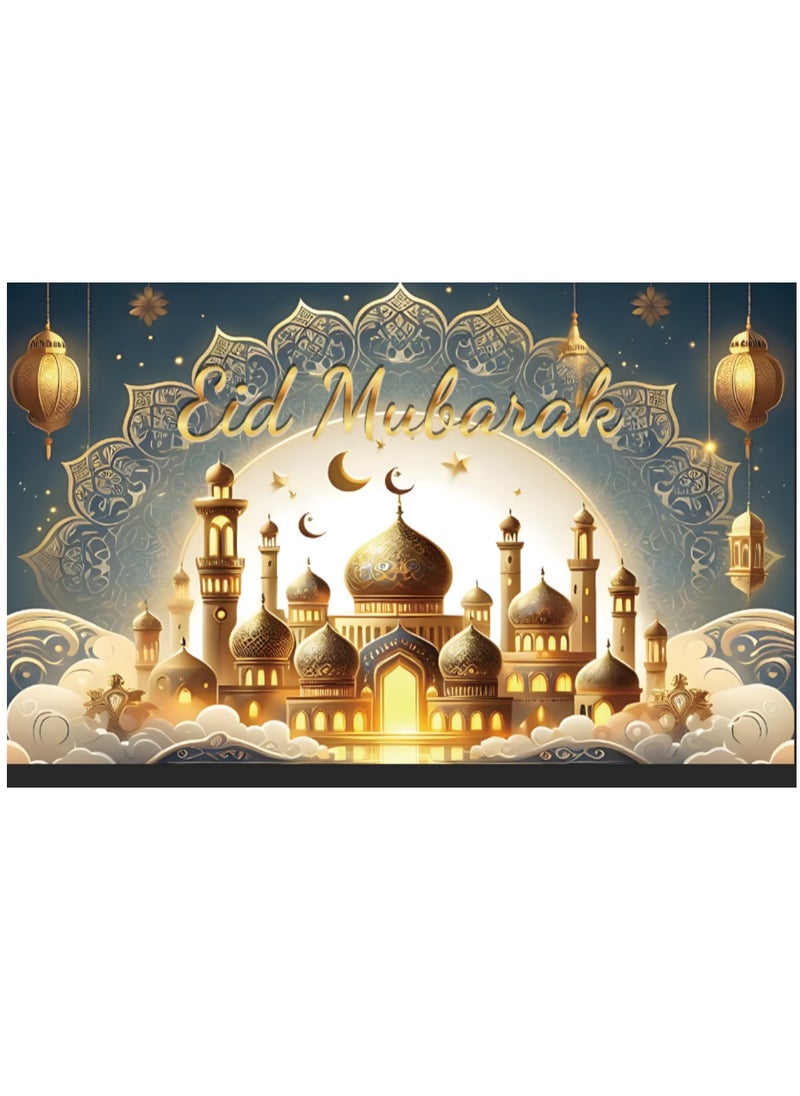 Laravel Ramadan Mubarak Backdrop Banner Large Eid Arabian Nights Moon Stars Ramadan Kareem Party Decorations Supplies Photo Booth for Wall Home Indoor Outdoor 70.8 X 43.3 Inch/180x110cm  - Image 1
