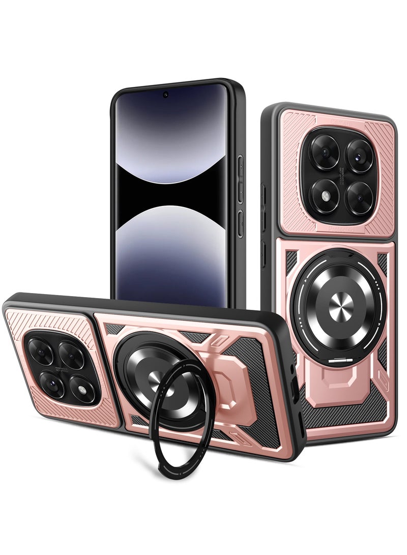 جراب وغطاء حماية مقاوم للصدمات وحمايه للكاميرا ومتوافق مع Redmi Note 14 Pro Plus 5G (روز جولد)