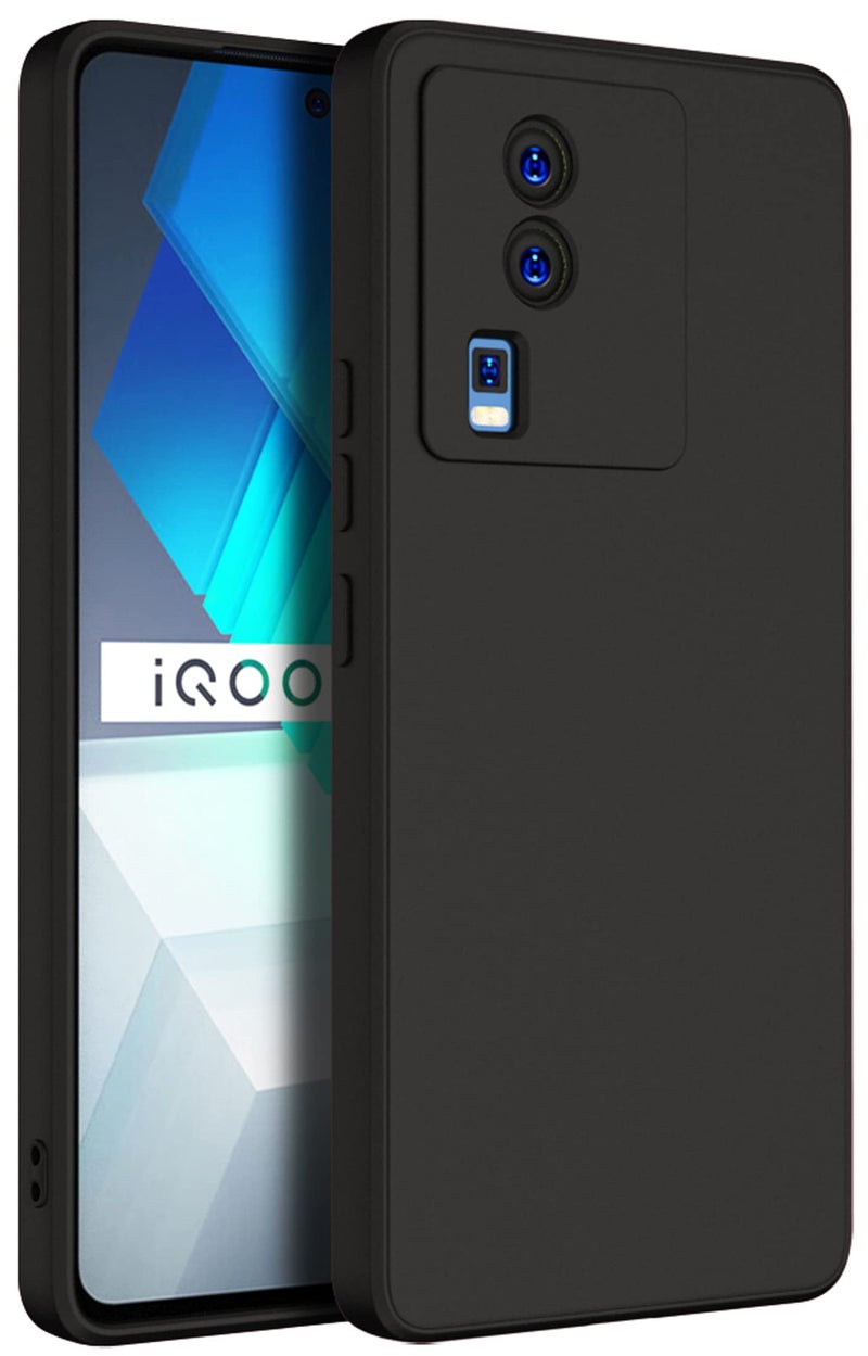 Kapa Matte Protective Lens Flexible Back Cover for IQOO Neo 7 / Neo 7 PRO (5G) | Slim Silicone with Soft Lining Shockproof Full Body Bumper Case (Black) - Image 1
